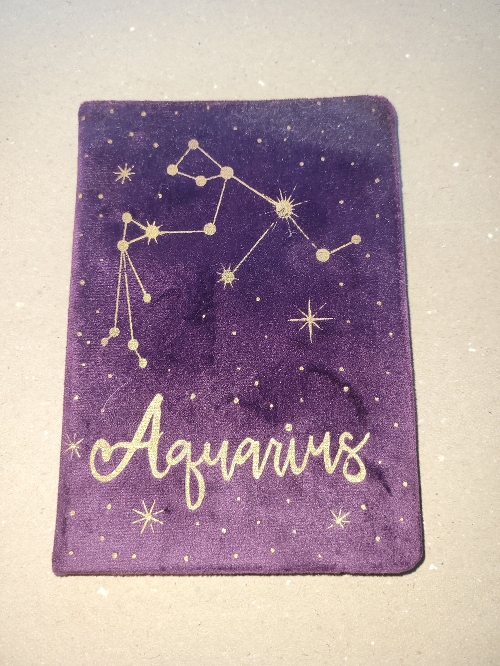 Aquarius Constellation Velvet Tarot/Journal Pouch - Purple & Gold